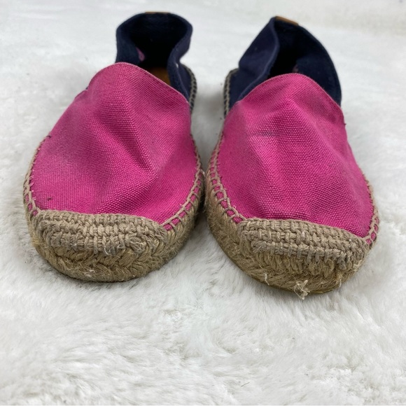 Tory Burch Pink & Navy Blue Canvas Espadrilles - Picture 3 of 8